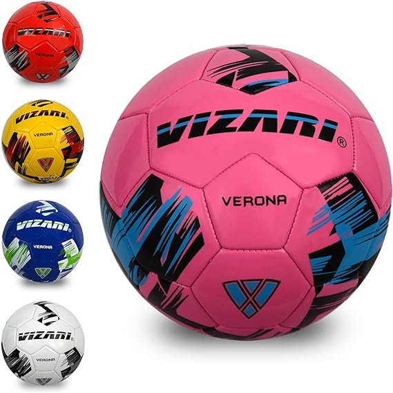 Verona Soccer Ball-Pink/Black/Sky
