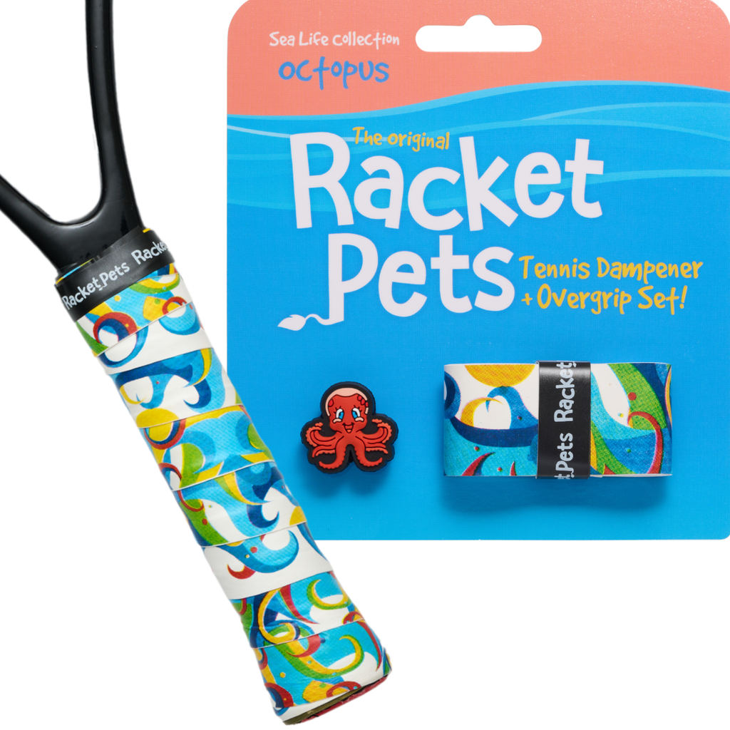 Octopus Tennis Overgrip Tape and Matching Shock Absorbing Dampener for Tennis Racket
