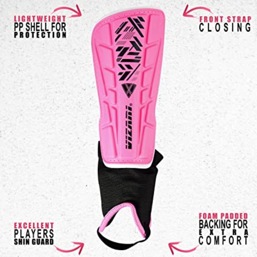 Malaga Soccer Shin Guard with Adjustable Straps-Pink
