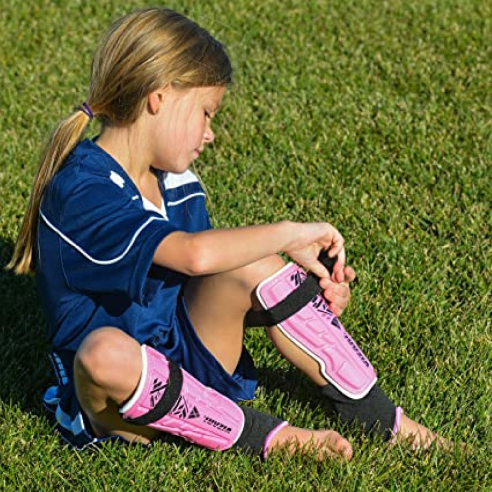 Malaga Soccer Shin Guard with Adjustable Straps-Pink