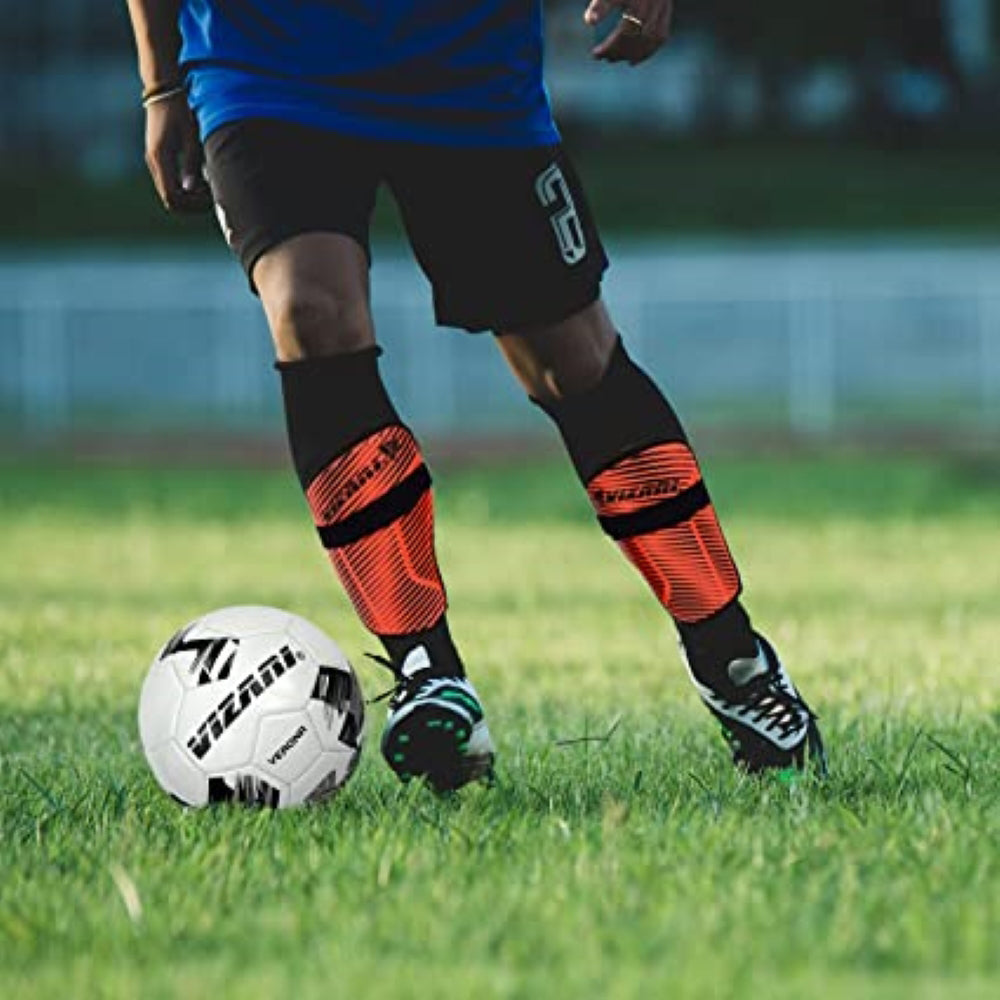 Matera Soccer Shin Guard with Ankle Protection-Red/Black
