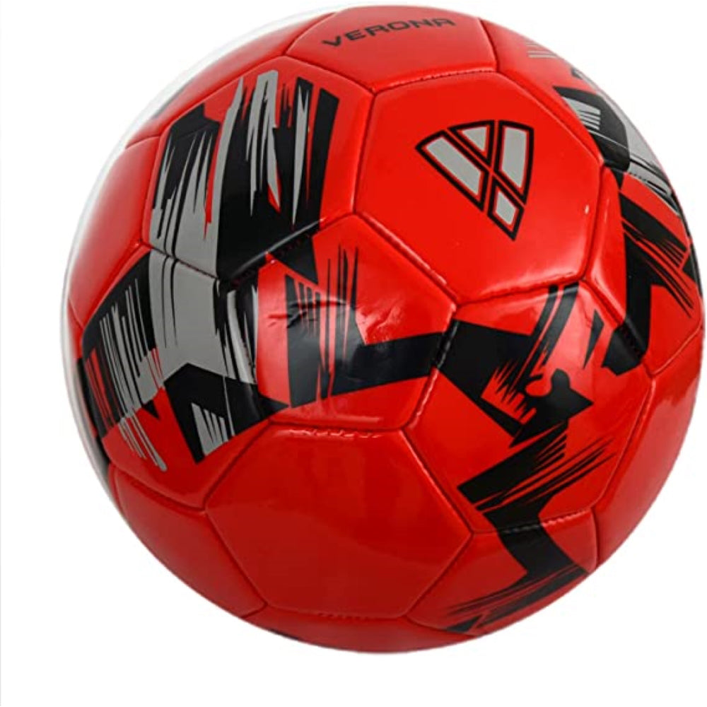 Verona Soccer Ball-Red/Black/Silver