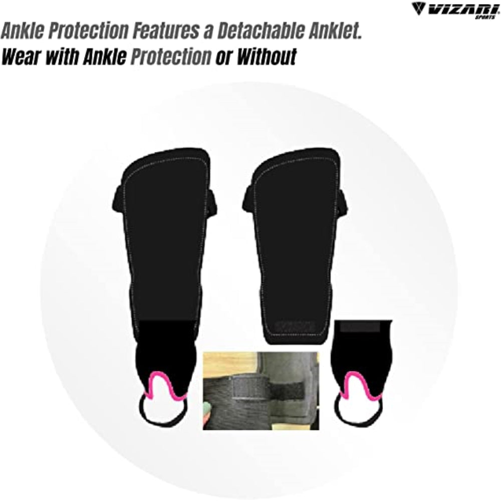 Zodiac Soccer Shin Guard with Detachable Ankle Protection-Black