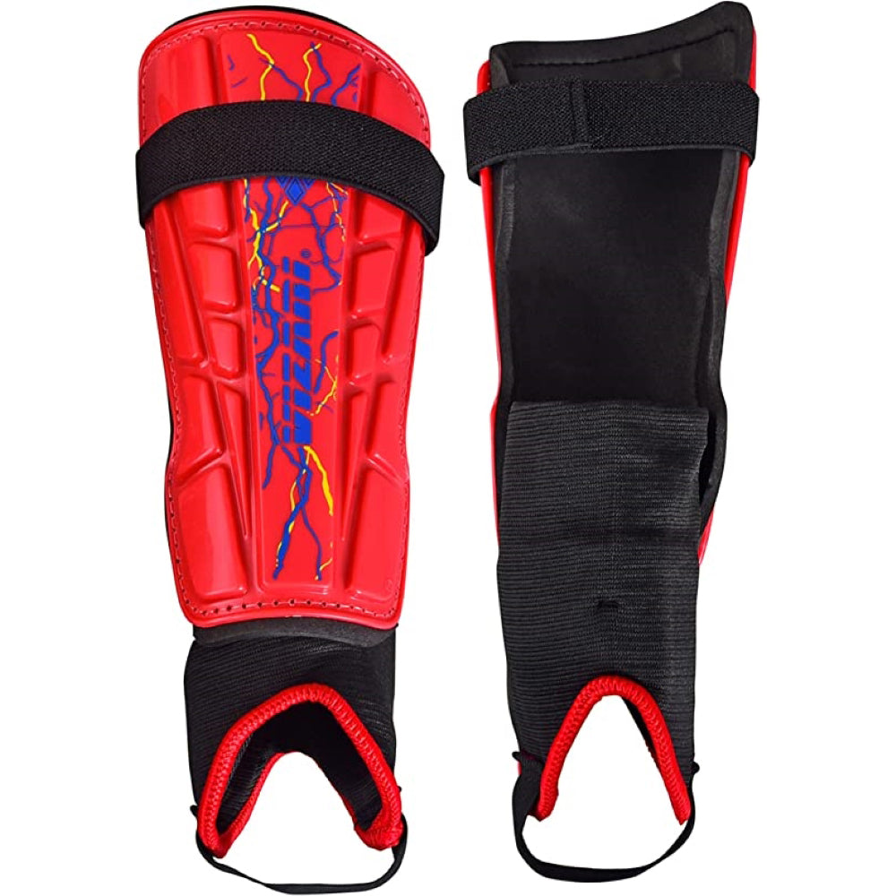 Zodiac Soccer Shin Guard with Detachable Ankle Protection-Red