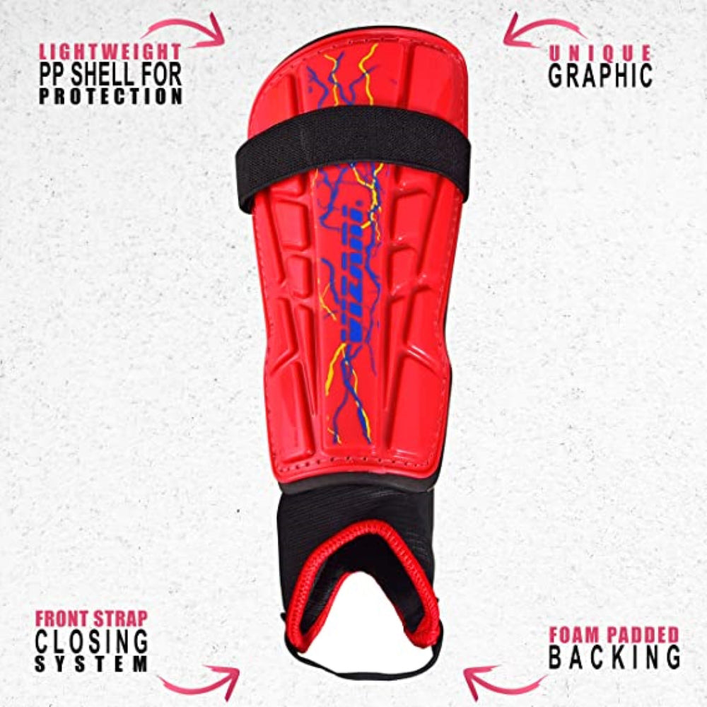 Zodiac Soccer Shin Guard with Detachable Ankle Protection-Red