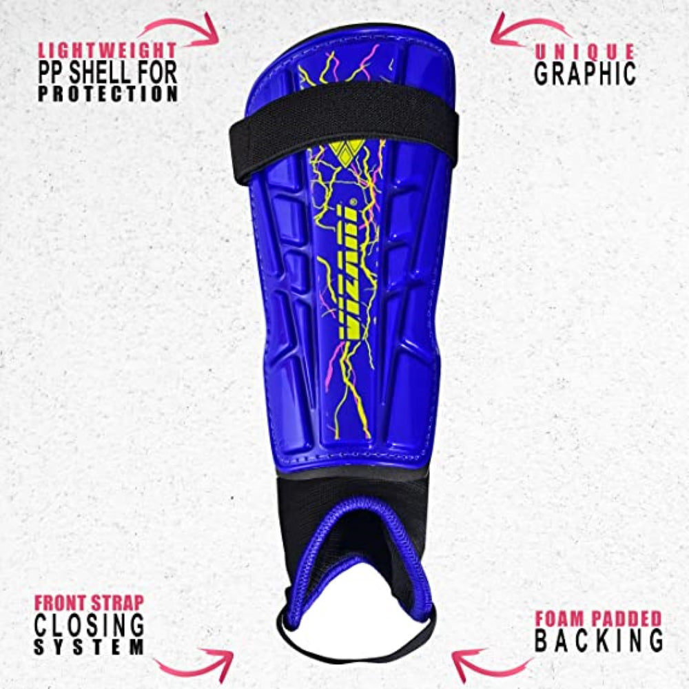 Zodiac Soccer Shin Guard with Detachable Ankle Protection-Blue