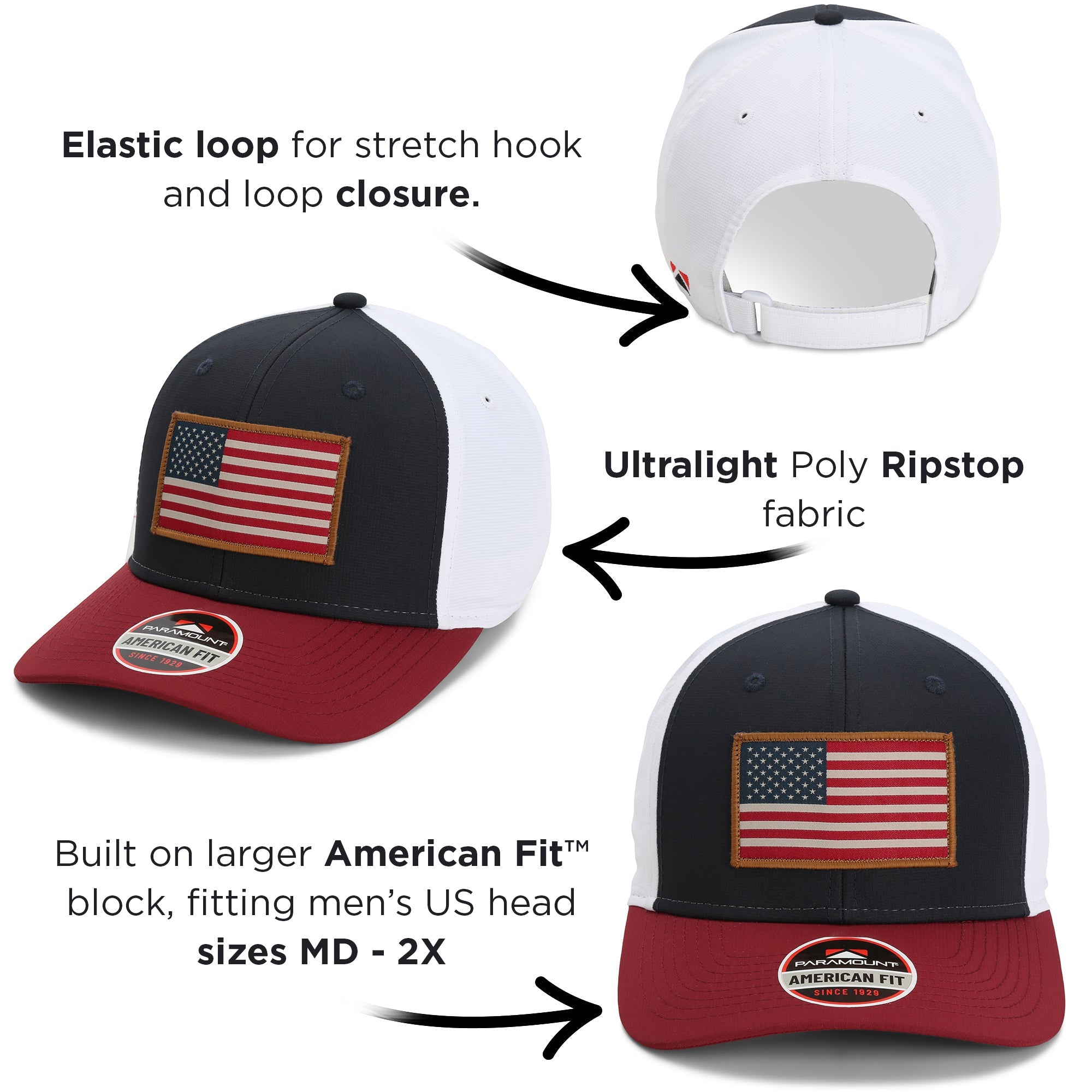 Riverside American Flag Hat Structured Ripstop Cap RWB