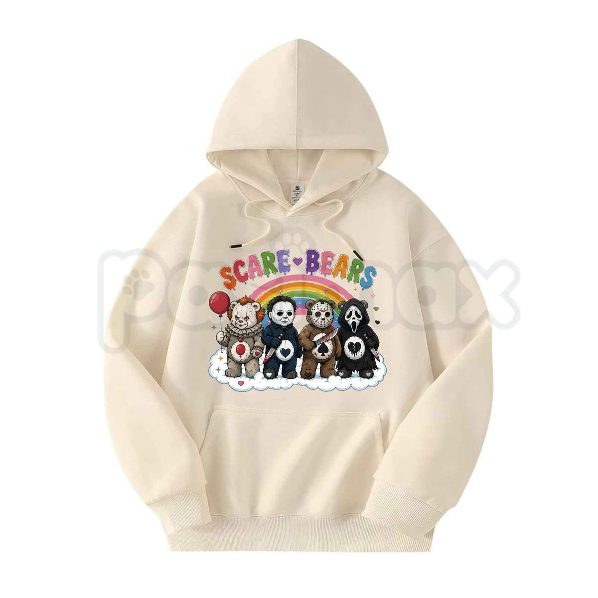 Scare Bears Cute Halloween Graphic Hoodie – Spooky Teddy Bear Pullover, Adorable Horror Vintage Style Sweatshirt, Unisex Heavy Blend