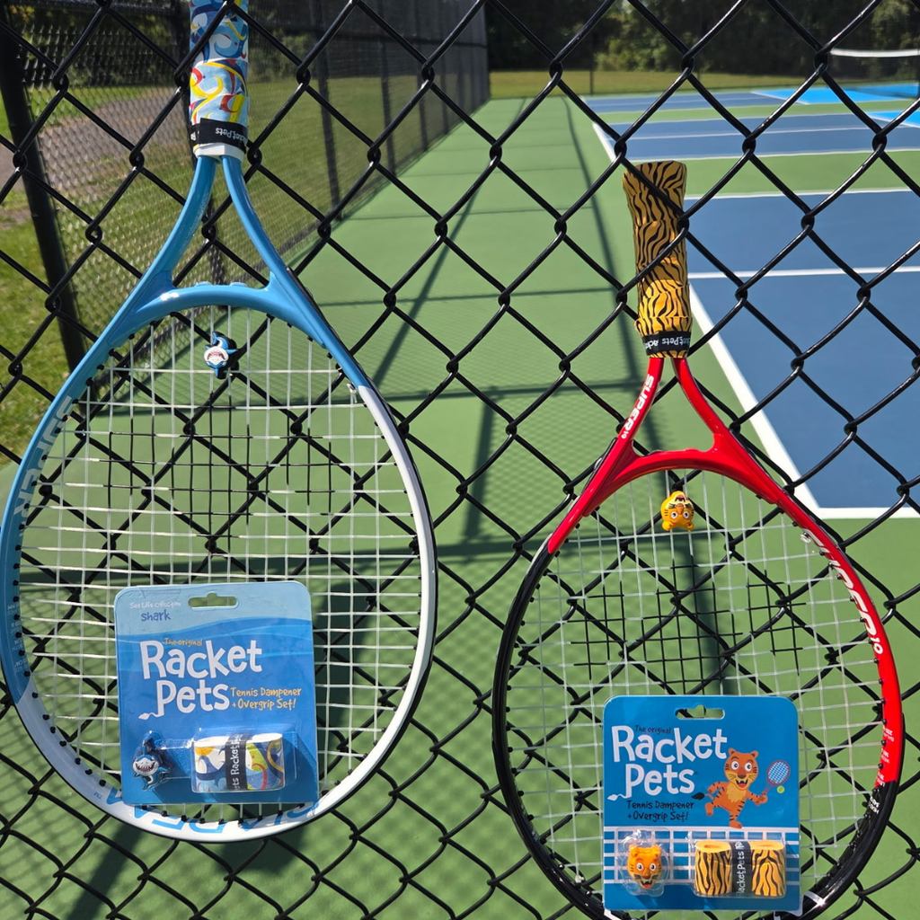 Shark Tennis Overgrip Tape and Matching Shock Absorbing Dampener for Tennis Racket