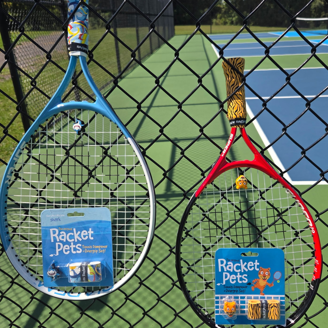 Shark Tennis Overgrip Tape and Matching Shock Absorbing Dampener for Tennis Racket