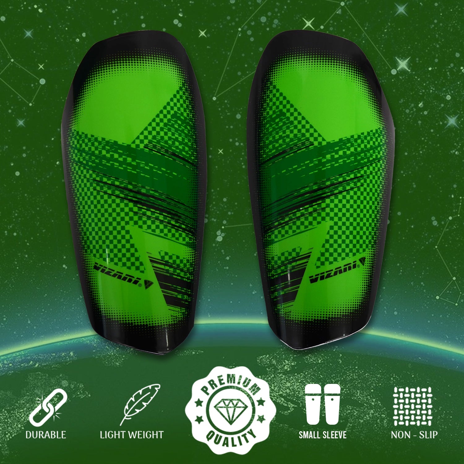 Aptos Soccer Shin Guard with Sleeve-Green/Black