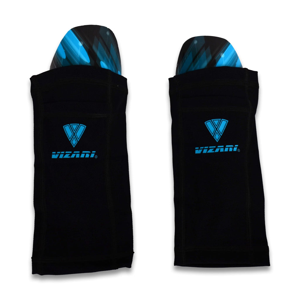 Salinas Soccer Shin Guard with Pocketed Sleeve-Sky/Black
