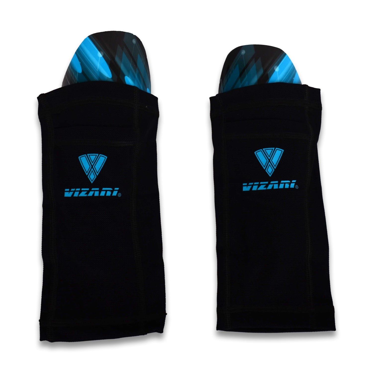 Salinas Soccer Shin Guard with Pocketed Sleeve-Sky/Black