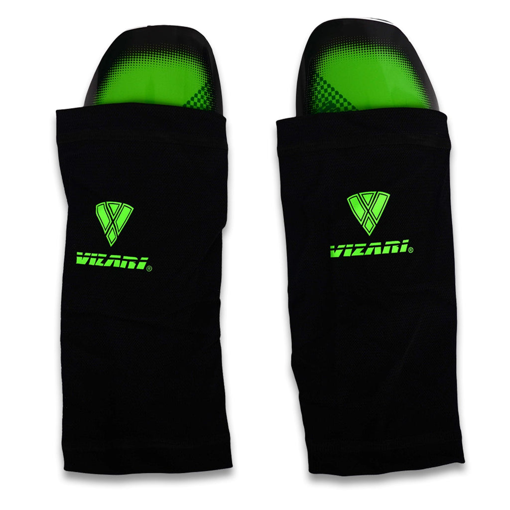 Aptos Soccer Shin Guard with Sleeve-Green/Black