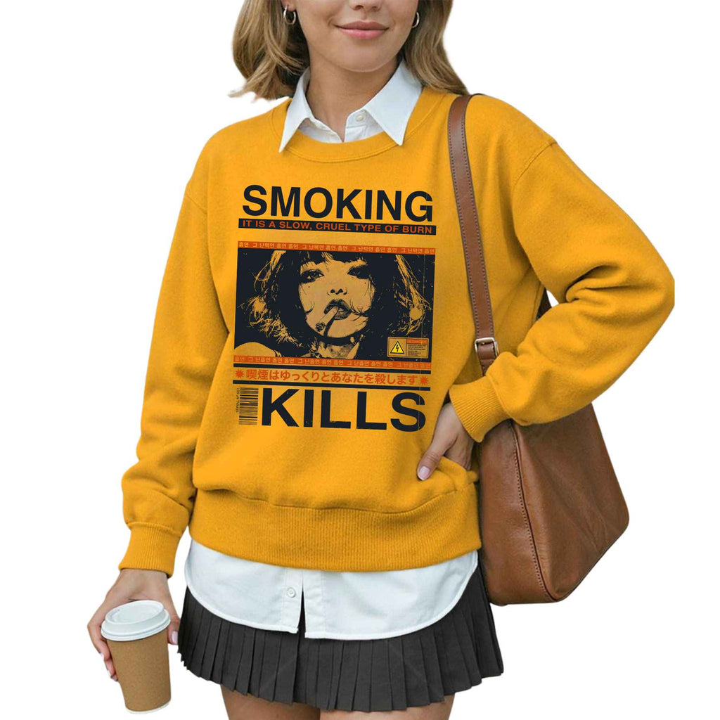 "Smoking Kills" Retro Manga Sweatshirt | Japanese Anime Graphic Top