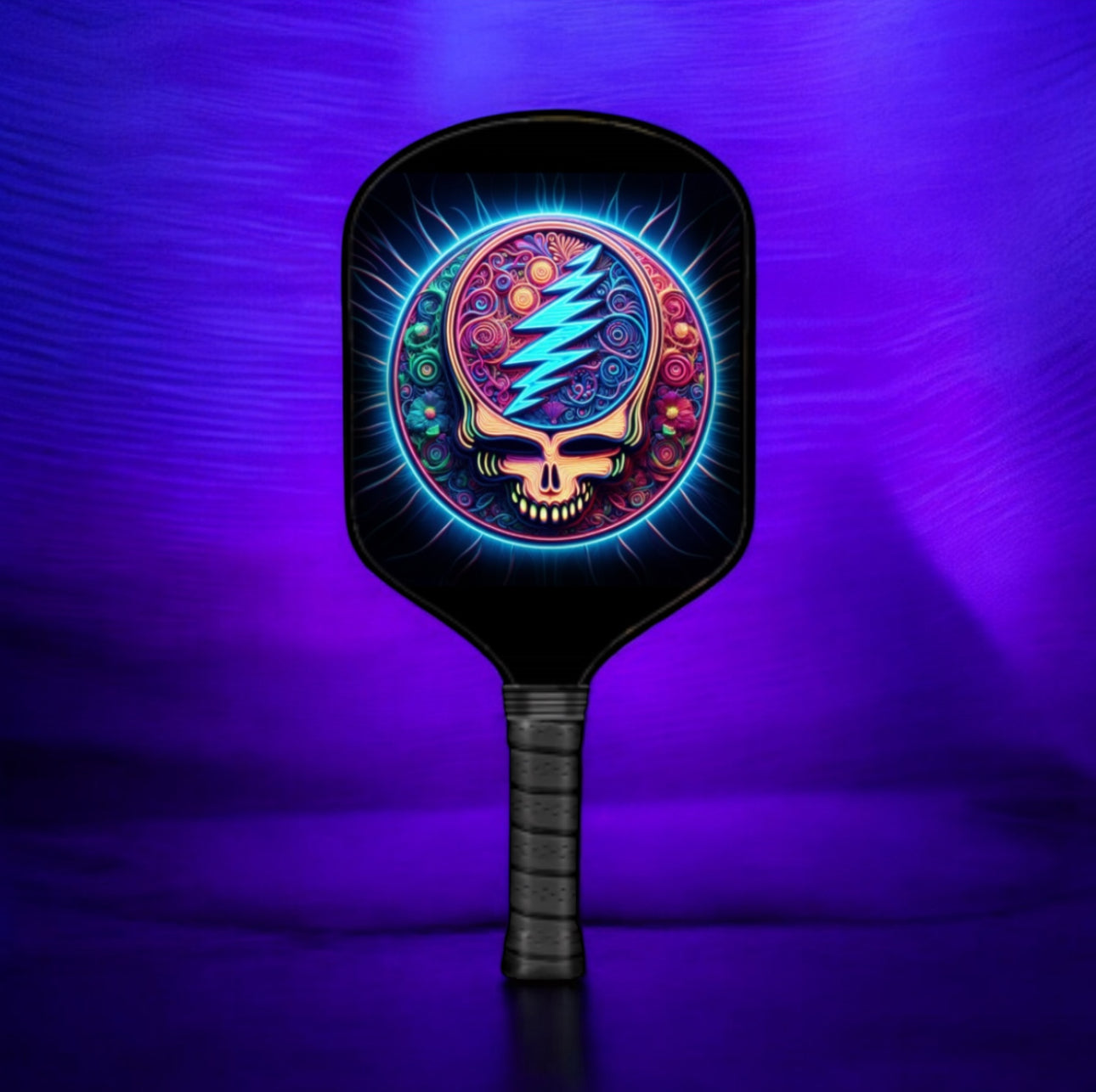 Grateful Dead - Neon Stealie - Pickleball Paddle