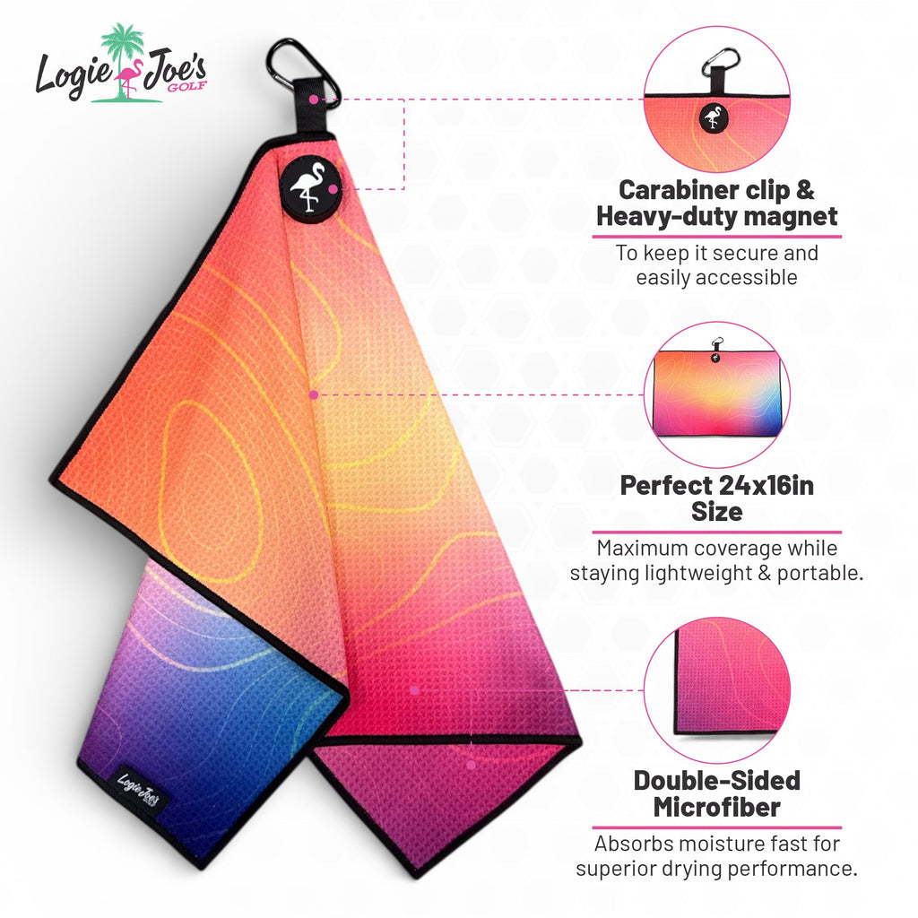 Purple Haze Golf Towel | Premium Double-Sided Microfiber | Heavy-Duty Magnetic Towel with Carabiner Clip | 24 x 16 in