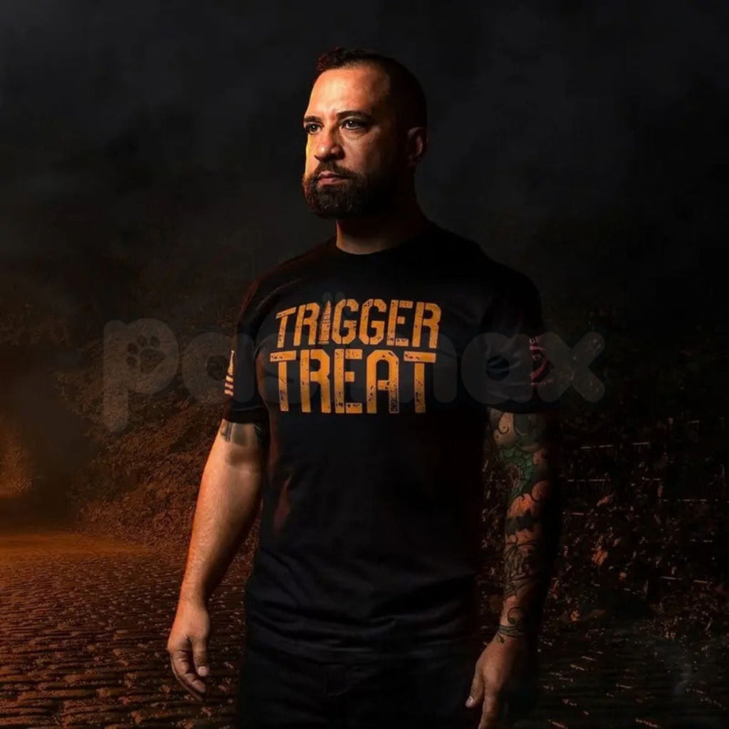 Tactical Gun Lover Halloween Trigger Treat Graphic Shirt – Spooky 2A Tee