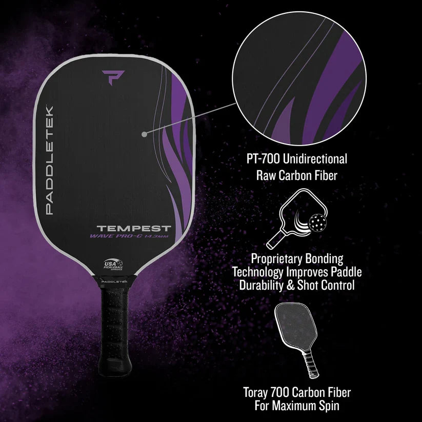 Paddletek Tempest Wave Pro-C Aurora Pickleball Paddle