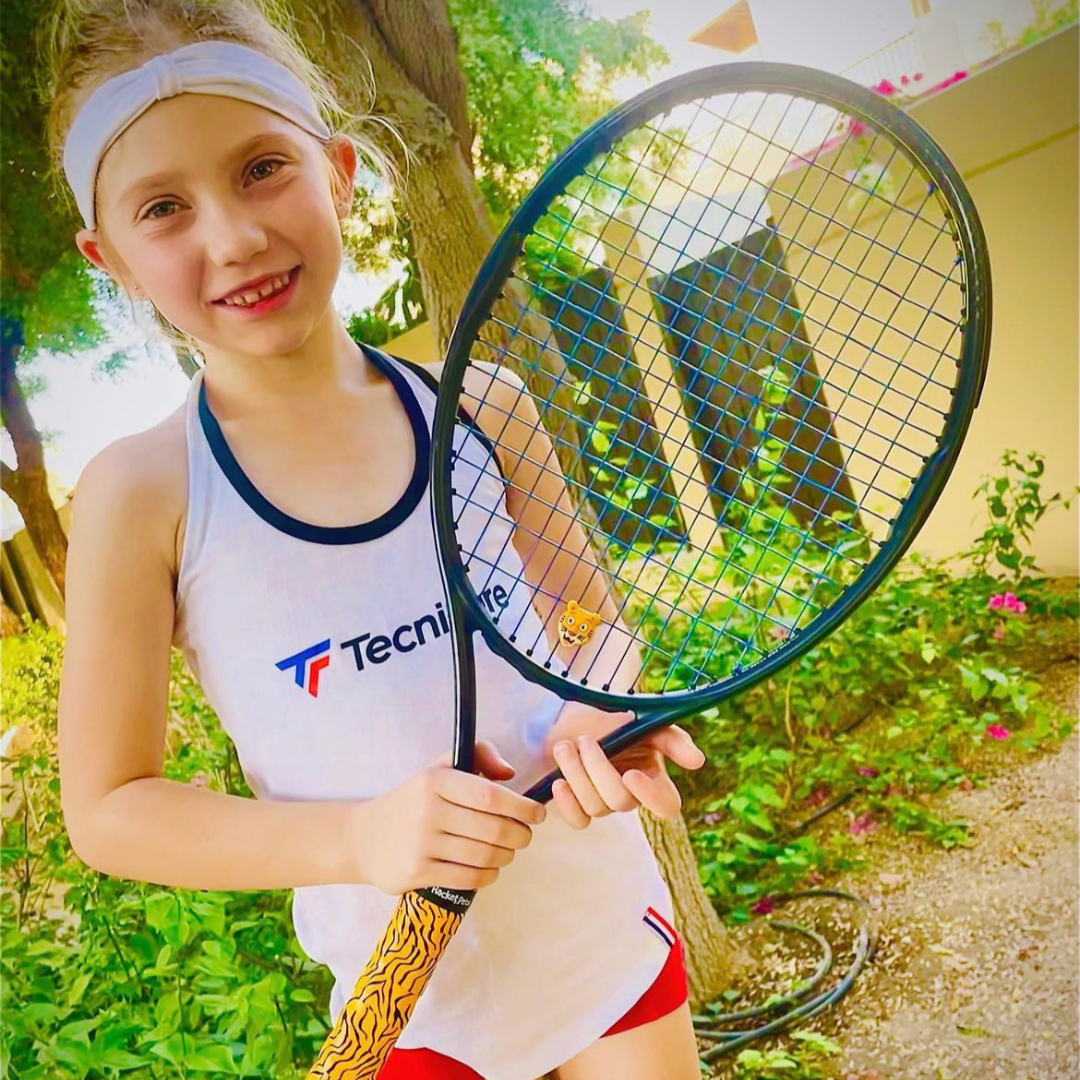 Tiger Orange Tennis Overgrip Tape and Matching Shock Absorbing Dampener for Tennis Racket