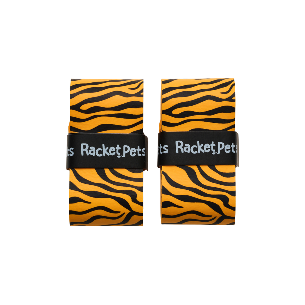 VALUE PACK - A Yellow Tiger Racket Pet Tennis Dampener and Overgrip Tape with a (Pack of 2) Replacement Overgrip Tape