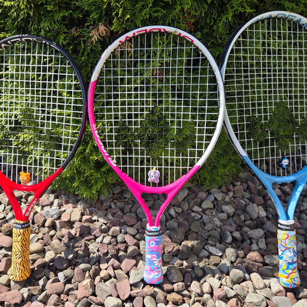 Tiger Orange Tennis Overgrip Tape and Matching Shock Absorbing Dampener for Tennis Racket