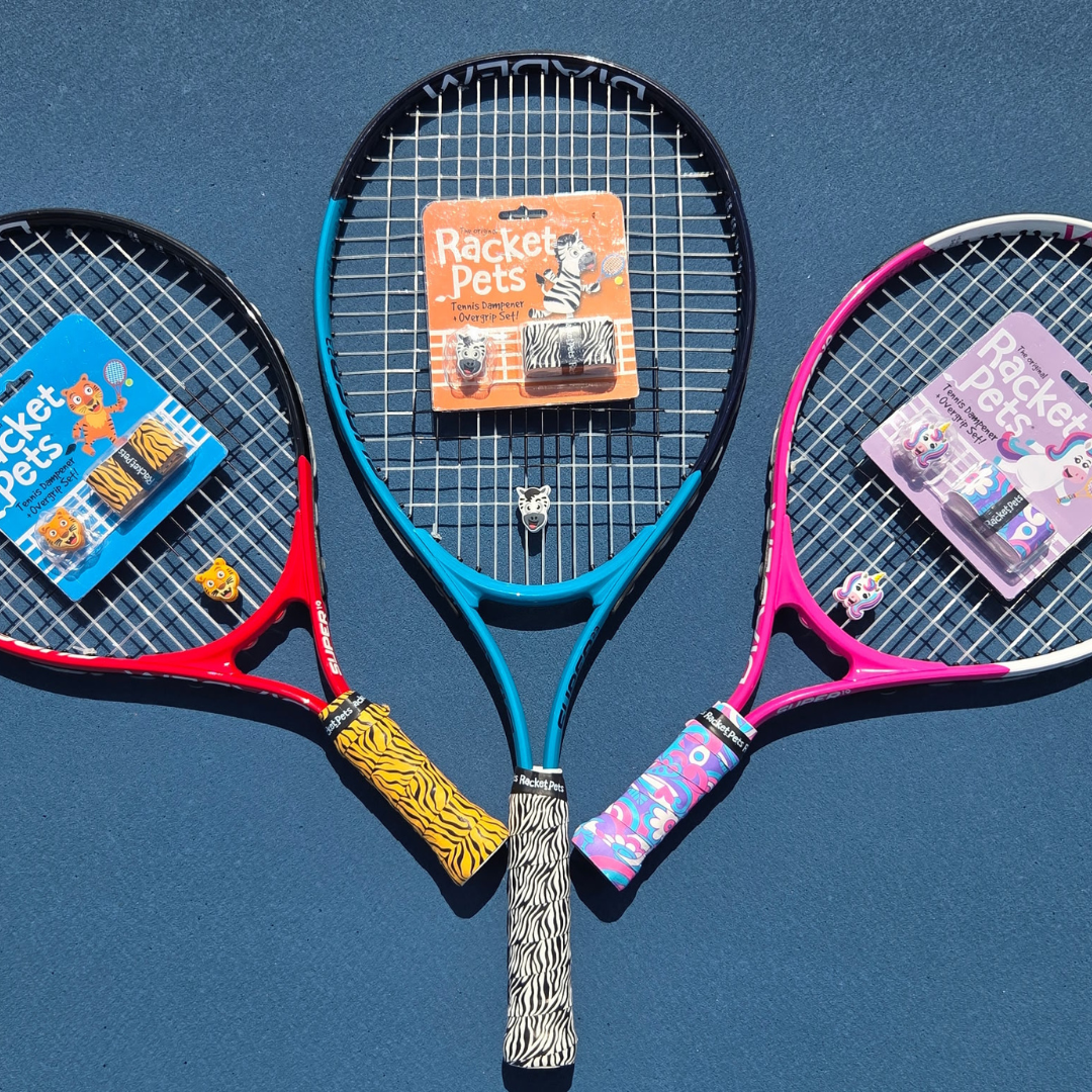 Tiger Orange Tennis Overgrip Tape and Matching Shock Absorbing Dampener for Tennis Racket