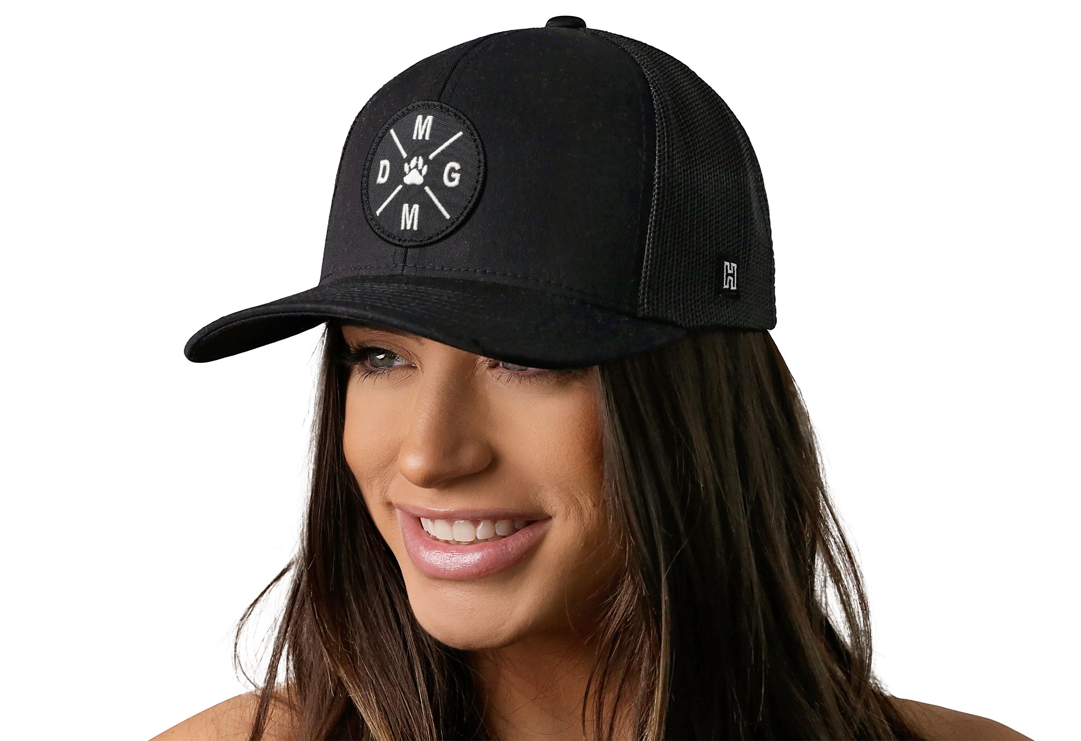 Dog Mom Trucker Hat Embroidered  |  Black Dog Snapback