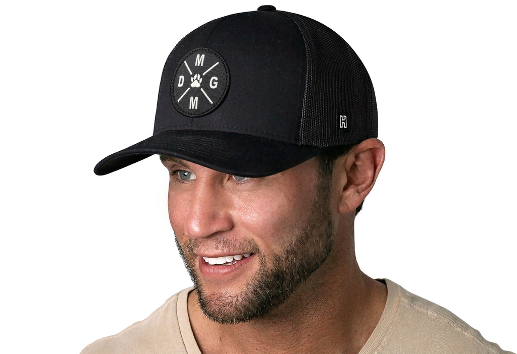 Dog Mom Trucker Hat Embroidered  |  Black Dog Snapback
