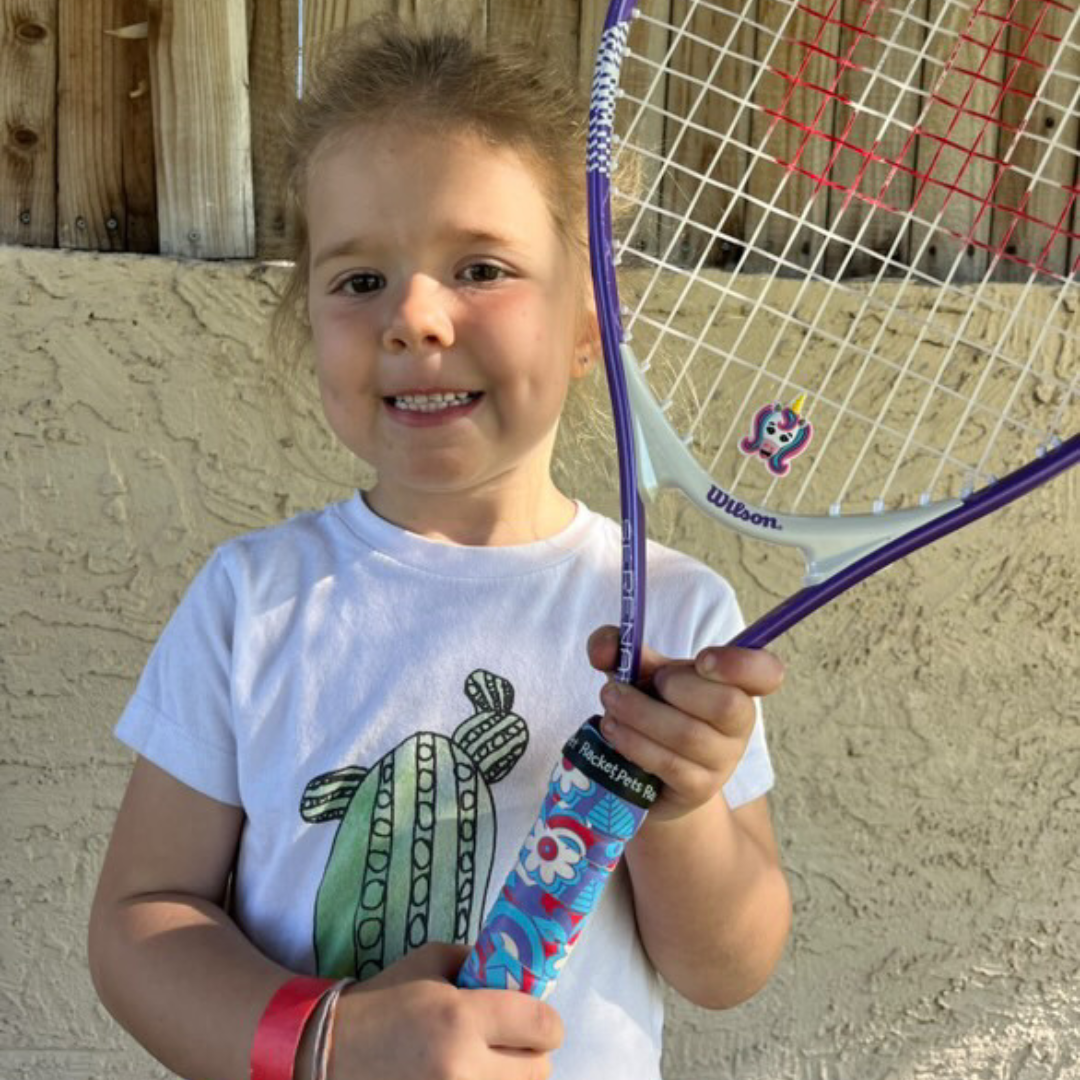Unicorn Pink/Purple Tennis Overgrip Tape and Matching Shock Absorbing Dampener for Tennis Racket