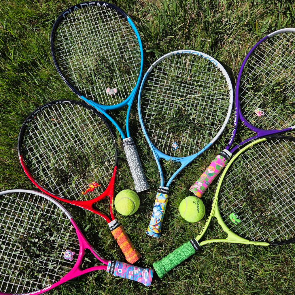 Flamingo Tennis Overgrip Tape and Matching Shock Absorbing Dampener for Tennis Racket