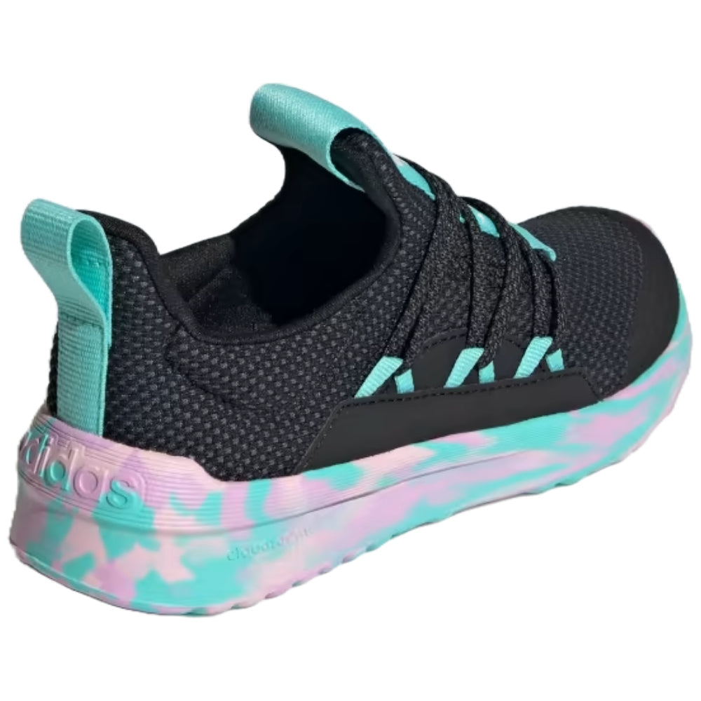 adidas kids LITE RACER ADAPT 5.0 SLIP-ON LACE SHOES ( Core Black / Clear Pink / Flash Aqua)