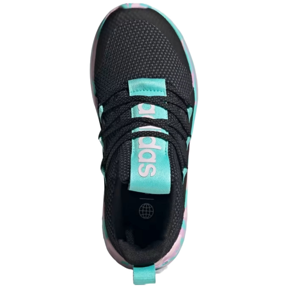 adidas kids LITE RACER ADAPT 5.0 SLIP-ON LACE SHOES ( Core Black / Clear Pink / Flash Aqua)