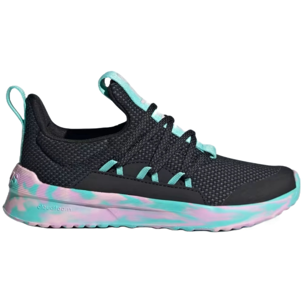 adidas kids LITE RACER ADAPT 5.0 SLIP-ON LACE SHOES ( Core Black / Clear Pink / Flash Aqua)