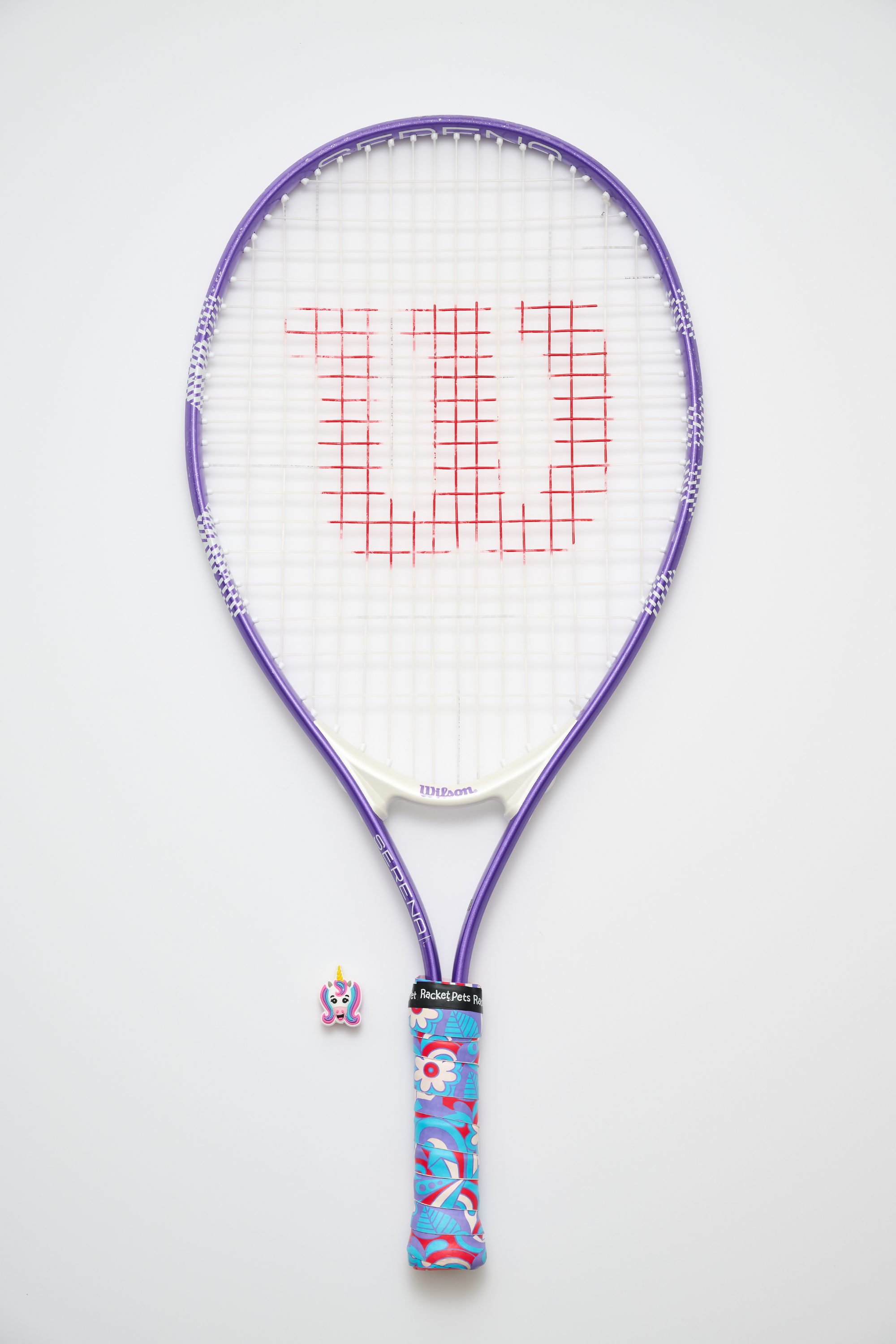 Unicorn Pink/Purple Tennis Overgrip Tape and Matching Shock Absorbing Dampener for Tennis Racket