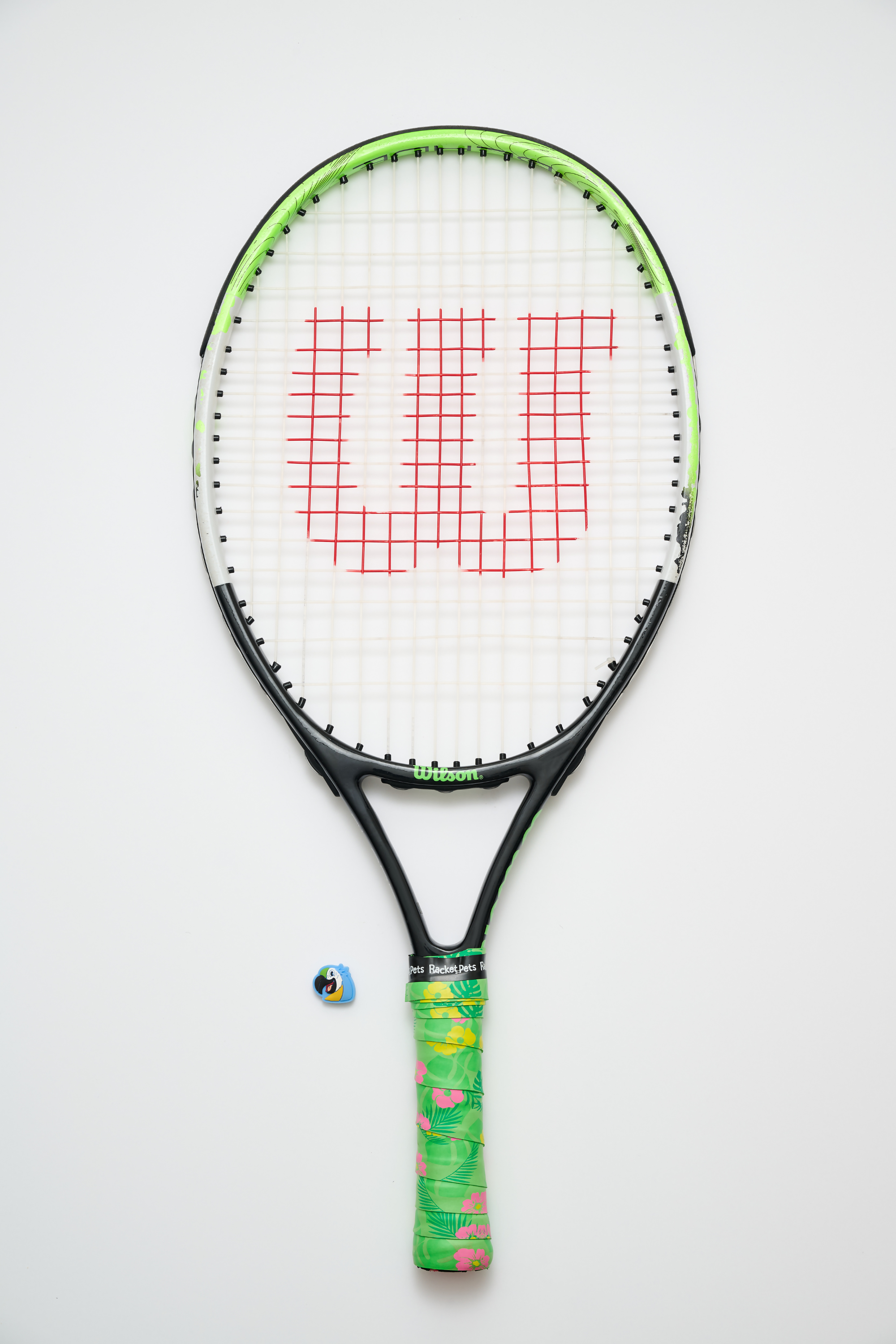 Parrot Tennis Overgrip Tape and Matching Shock Absorbing Dampener for Tennis Racket