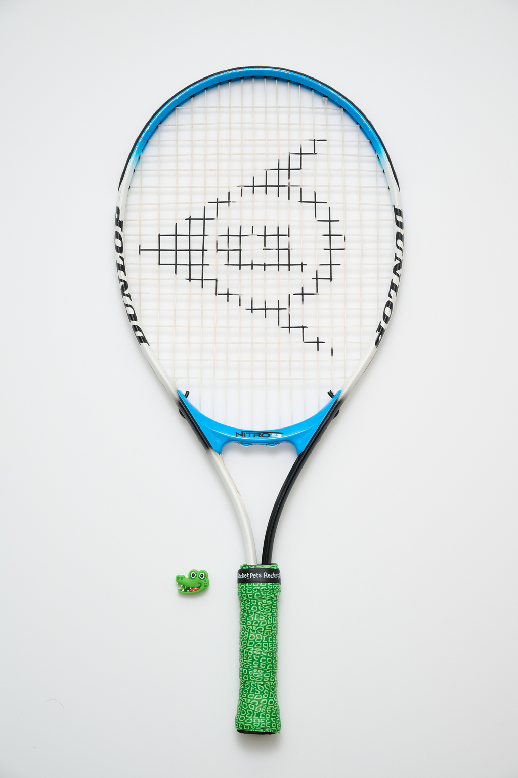 Alligator Green Tennis Overgrip Tape and Matching Shock Absorbing Dampener for Tennis Racket