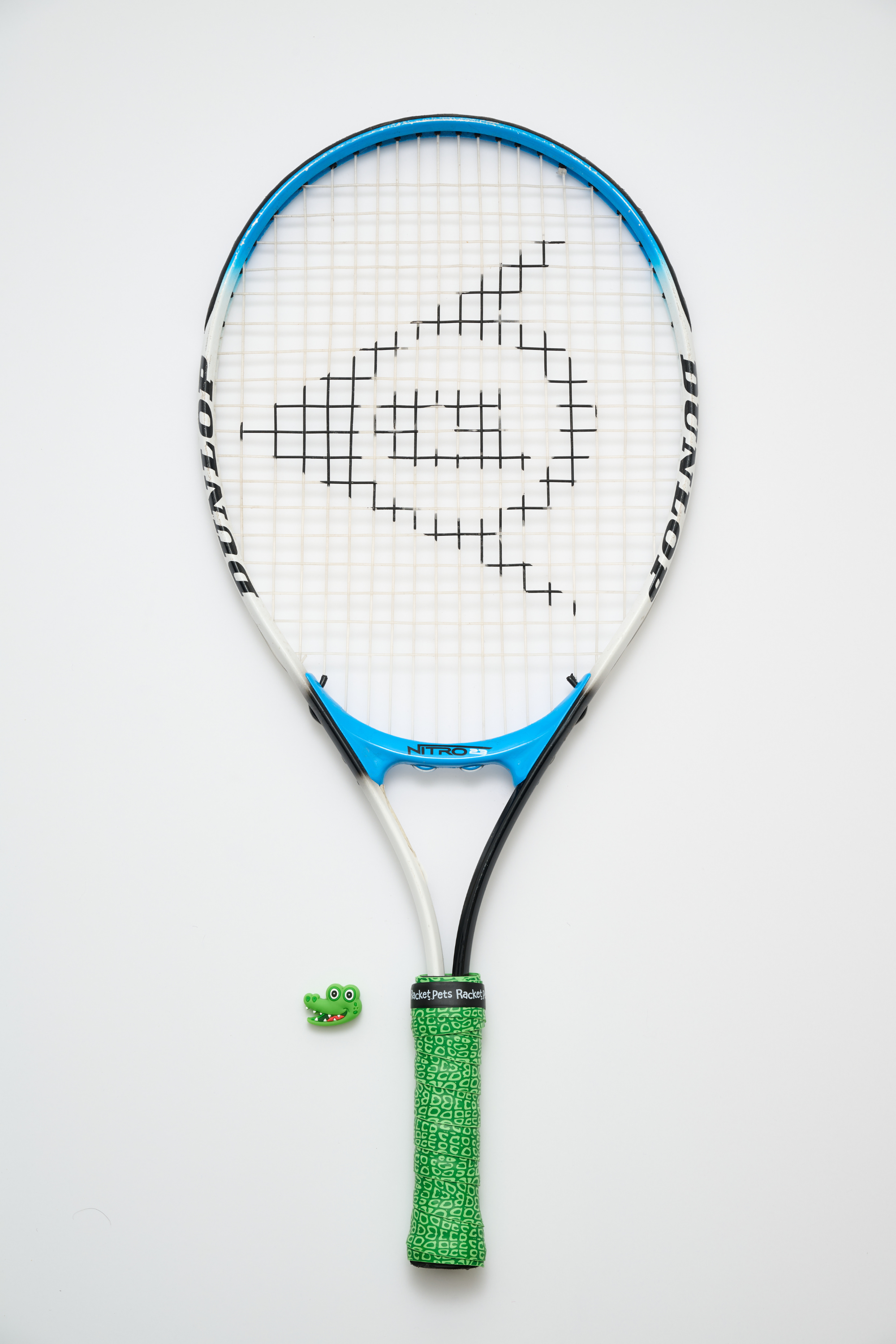 Alligator Green Tennis Overgrip Tape and Matching Shock Absorbing Dampener for Tennis Racket
