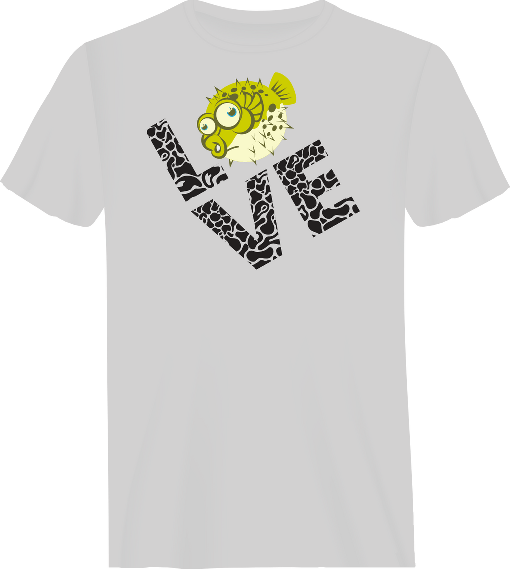 Love Fishing Green Blowfish Globe Man T-Shirt