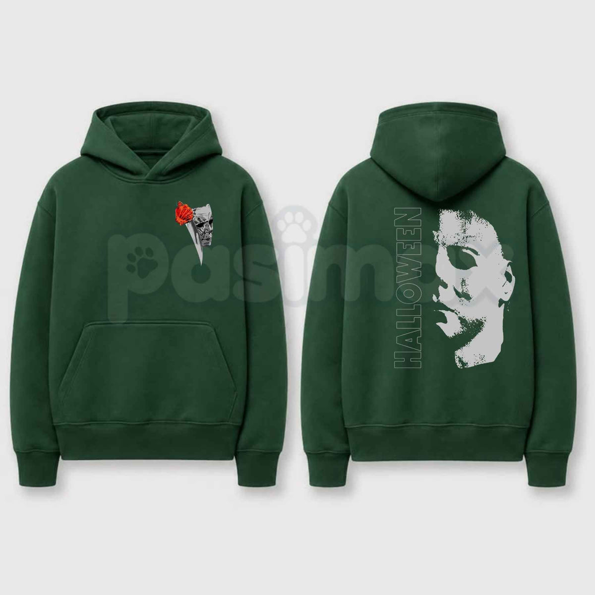 Vintage Michael Myers Hoodie – Retro Halloween Horror Movie Graphic Pullover, Spooky Season Horror Icon Sweatshirt, Unisex Heavy Blend