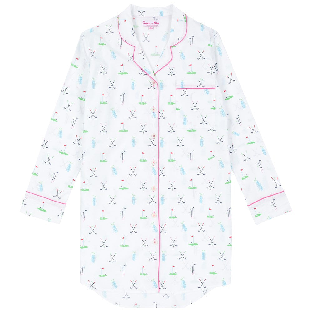 Women's Golf Night Shirt - Organic Cotton Poplin