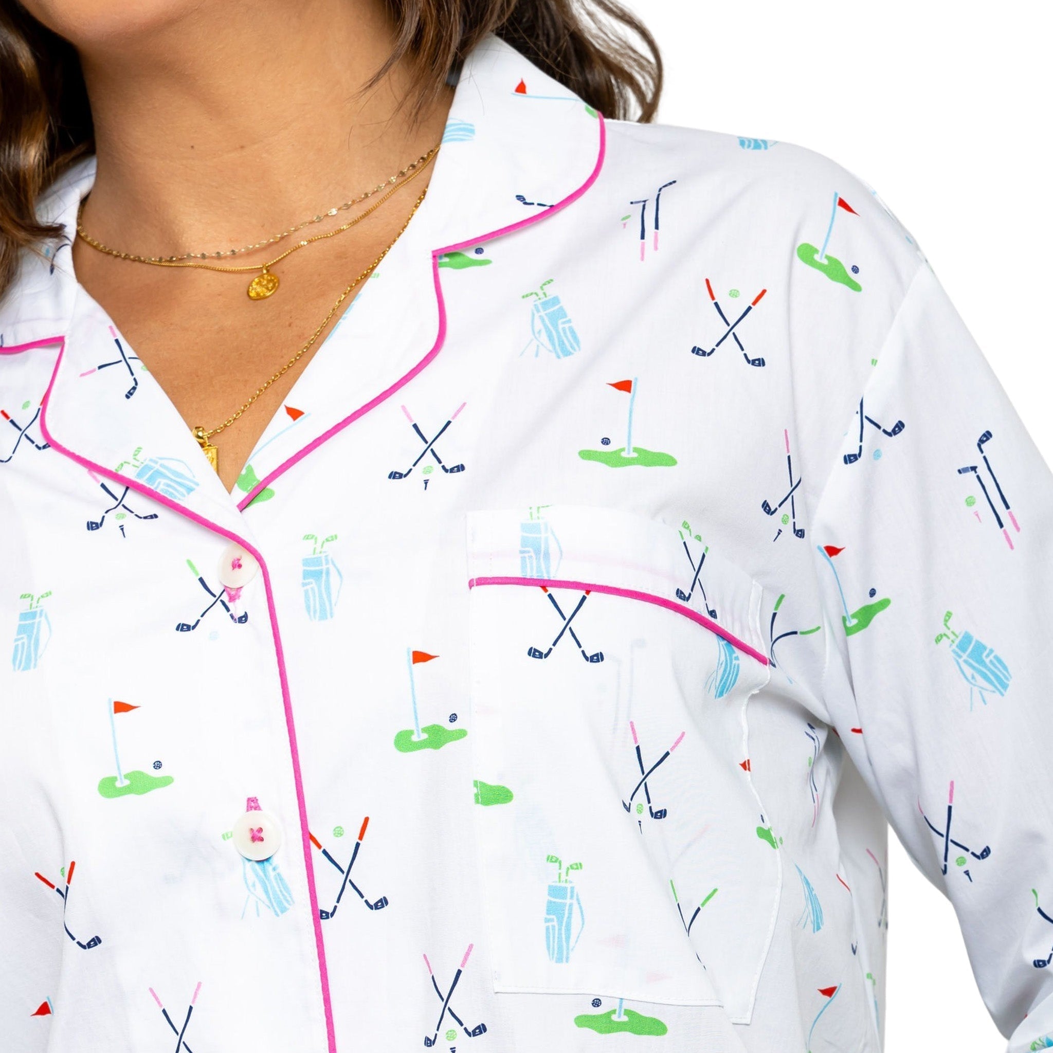 Women's Golf Night Shirt - Organic Cotton Poplin