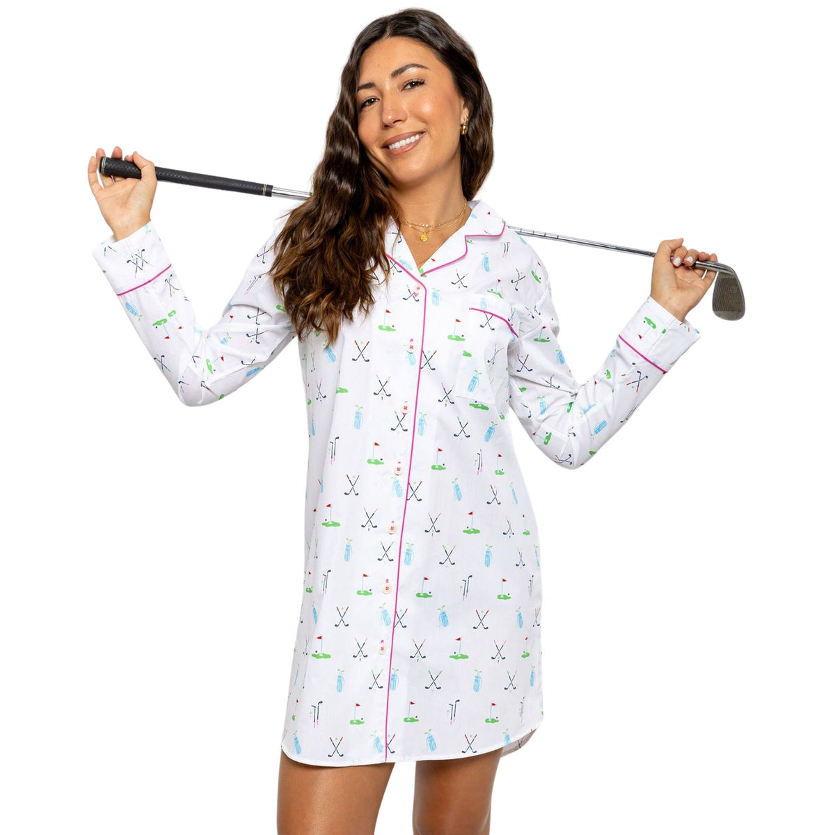 Women's Golf Night Shirt - Organic Cotton Poplin