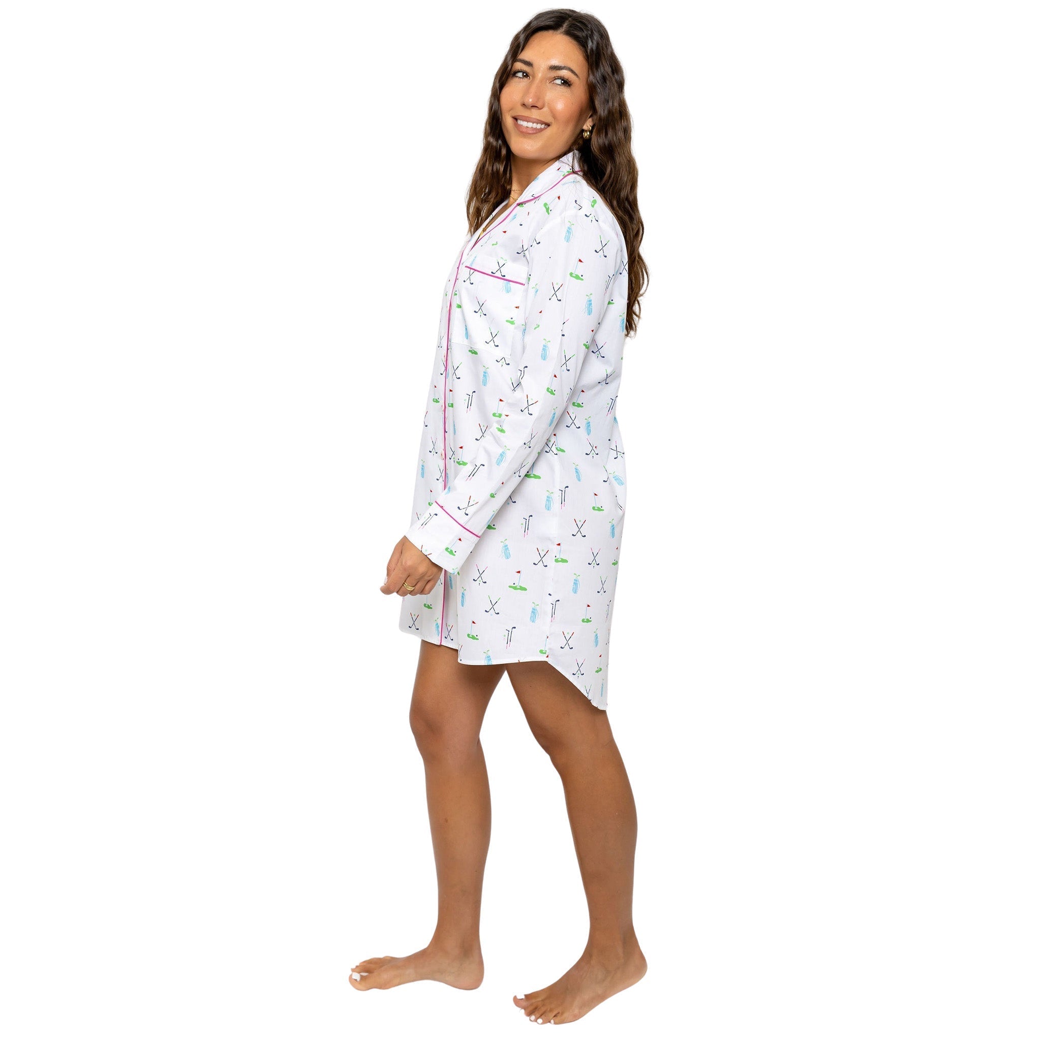 Women's Golf Night Shirt - Organic Cotton Poplin