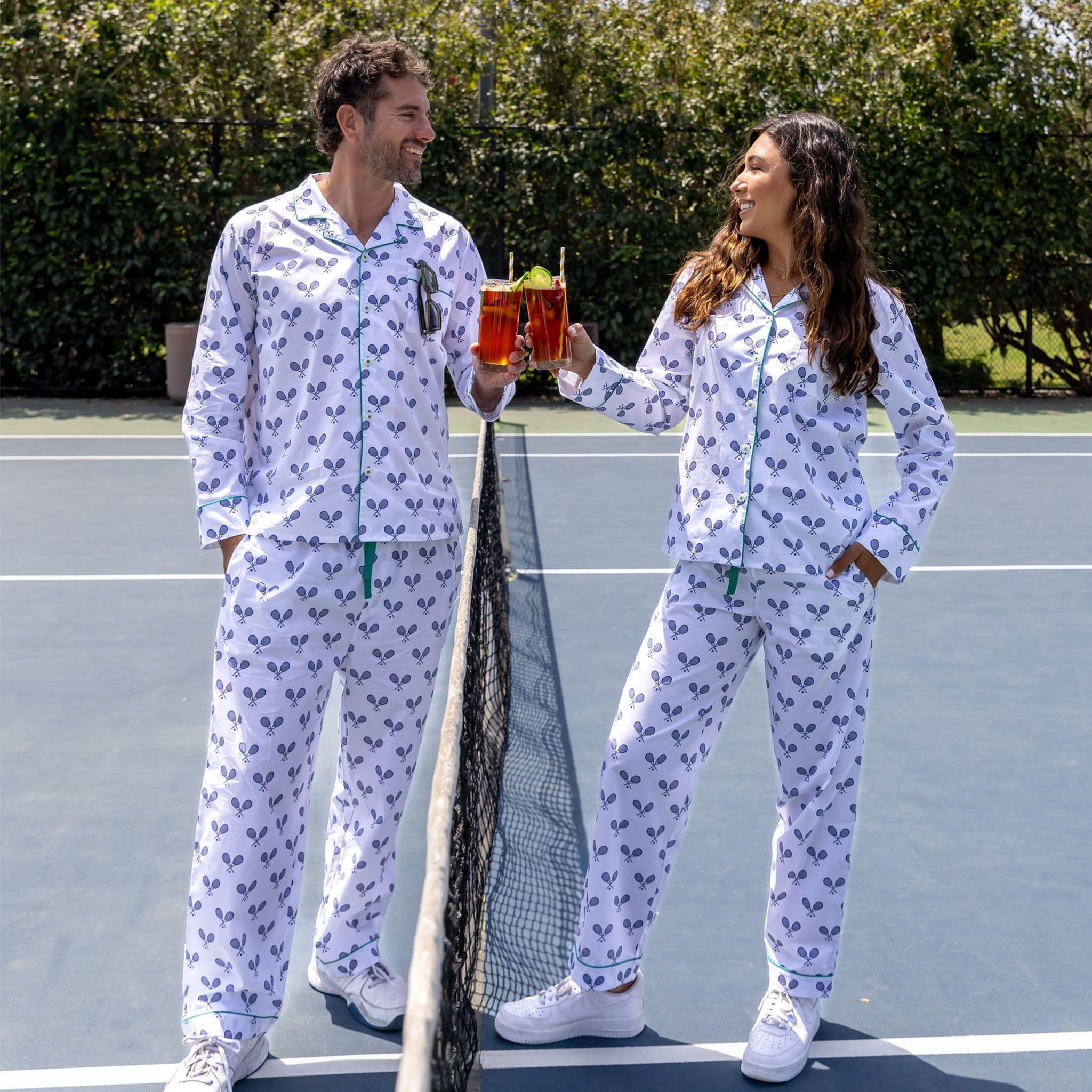 Women's Tennis Navy Long PJ Set