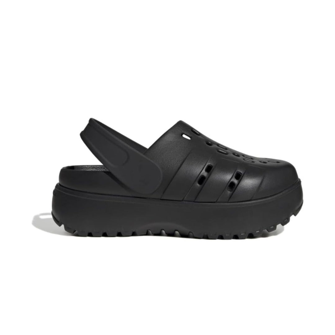 adidas WOMEN'S ADILETTE CLOG PLATFORM SLIDE SANDALS - Black