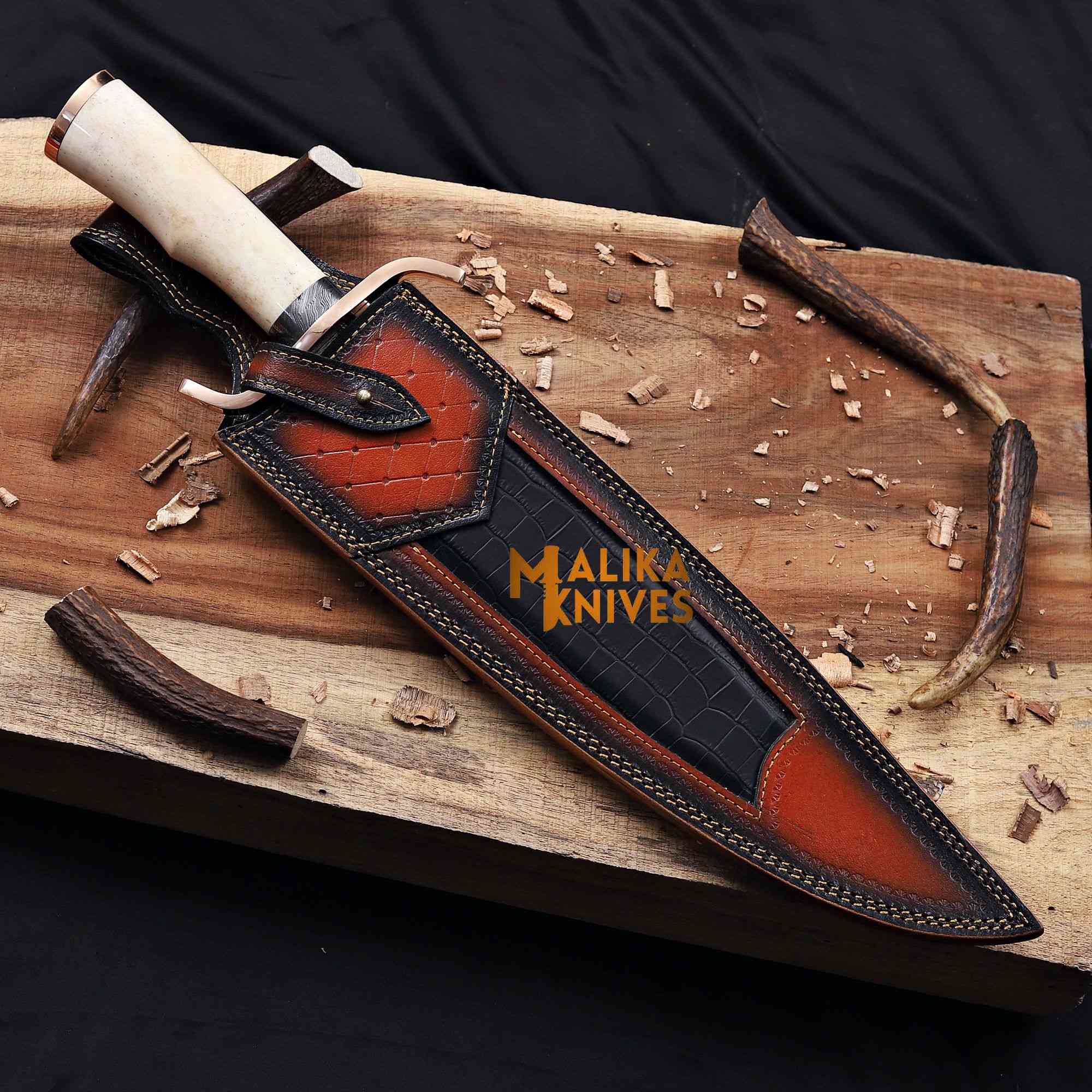 Copper Damascus Alamo Musso Bowie Knife
