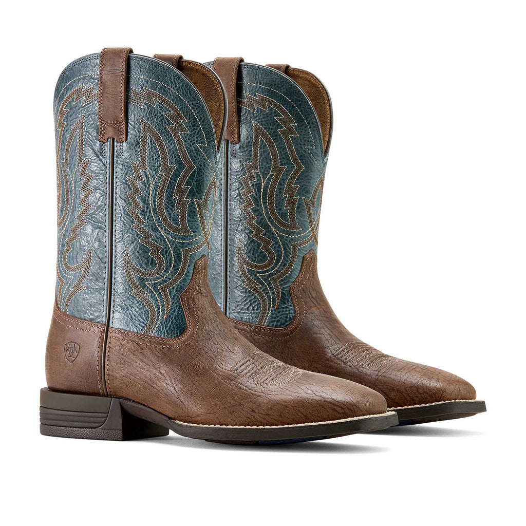 Ariat Mens Steadfast Wide Square Toe Leather Cowboy Boot – Comfortable All-Day Western Work Boot