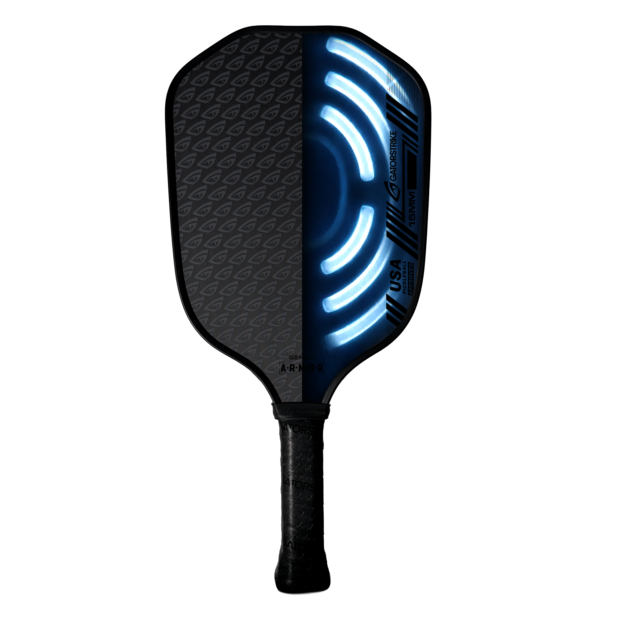 GatorStrike A.R.M.O.R Blackout — 15mm Raw Carbon Spin Pickleball Paddle