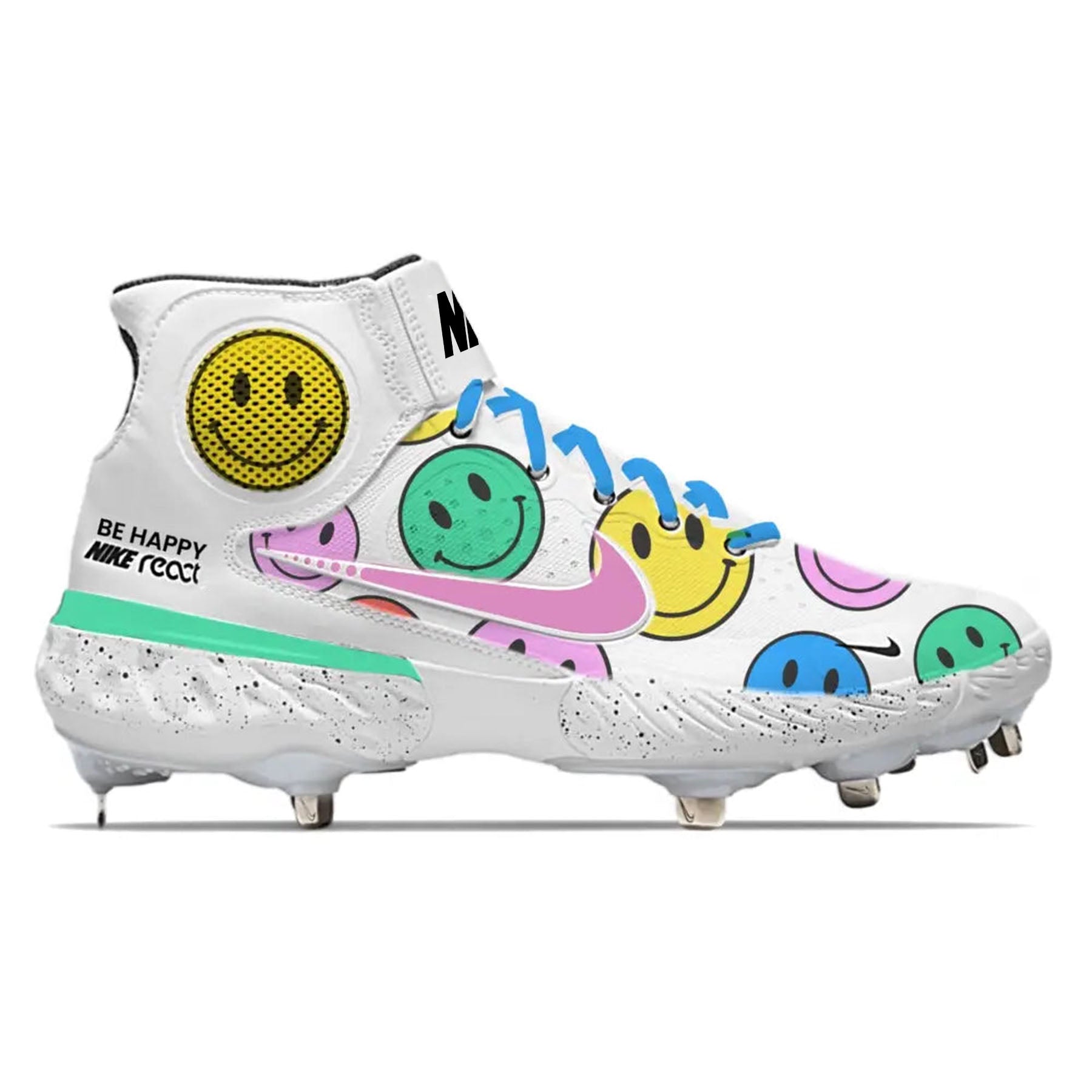 "Be Happy" Nike Alpha Huarache Elite 3 Mid Cleats
